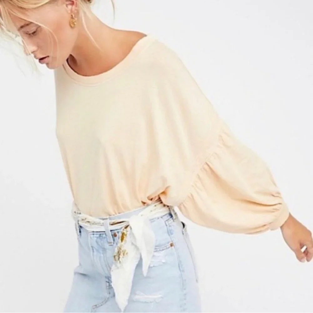 Free People Sugar Rush Pastel Peach Dolman Sleeves Top M - Picture 8 of 8